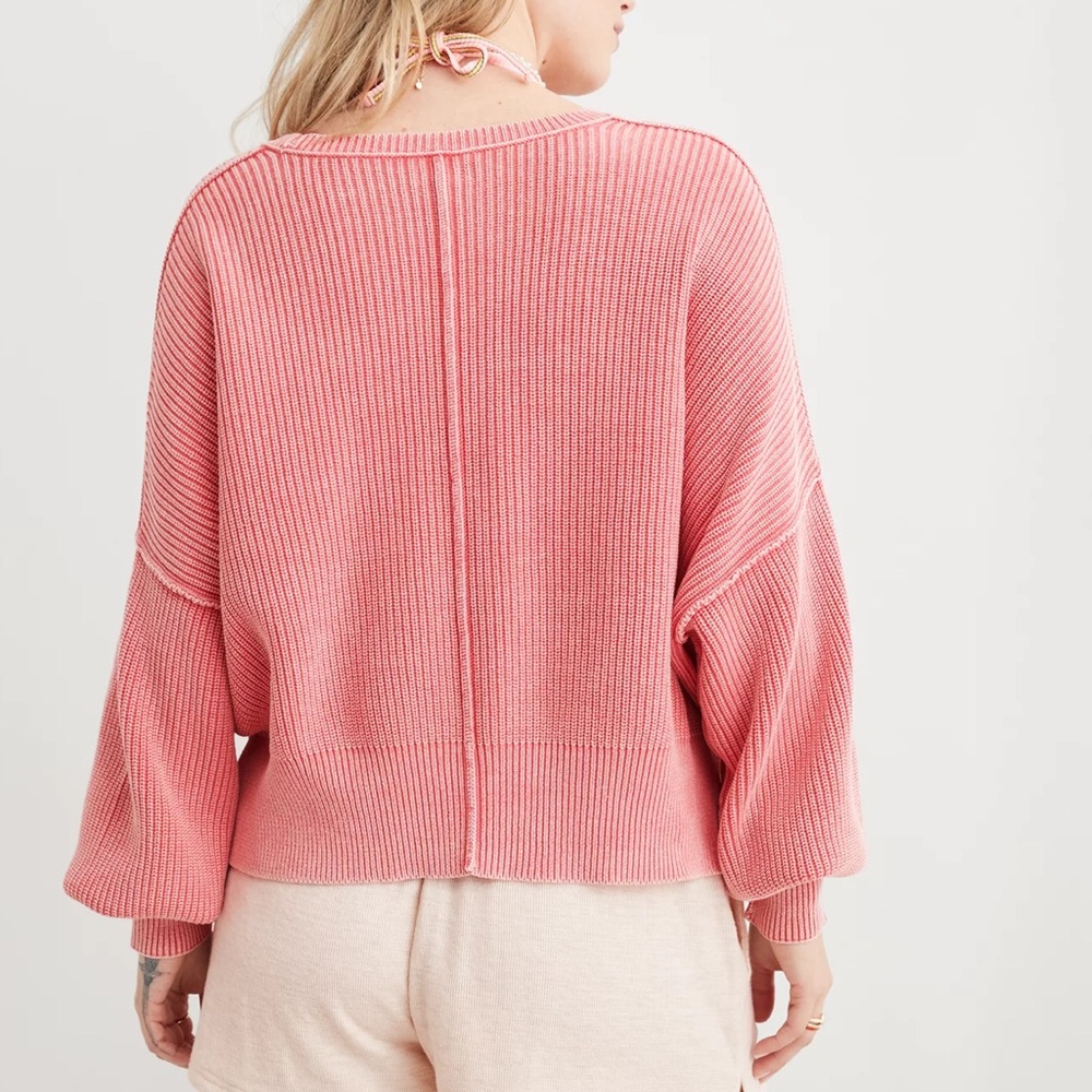 Aerie Beyond Cropped Sweater Haute Coral Pink Size XL - Picture 2 of 9